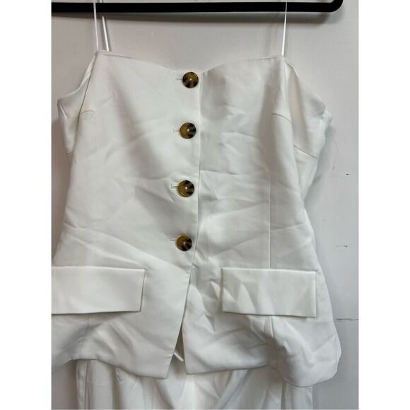 Amanda Uprichard Women's White Yadira Strapless Wide Leg Jumpsuit Sz XL & M NWOT - Picture 6 of 10